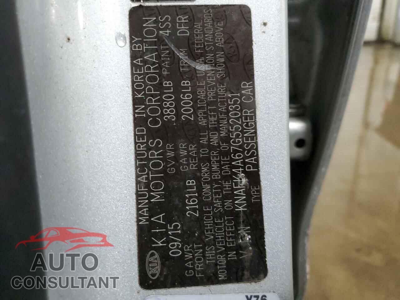 KIA FORTE 2016 - KNAFK4A67G5520351