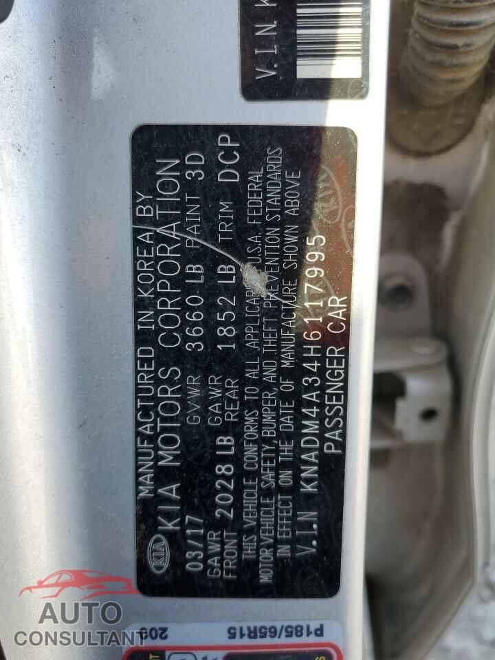 KIA RIO 2017 - KNADM4A34H6117995