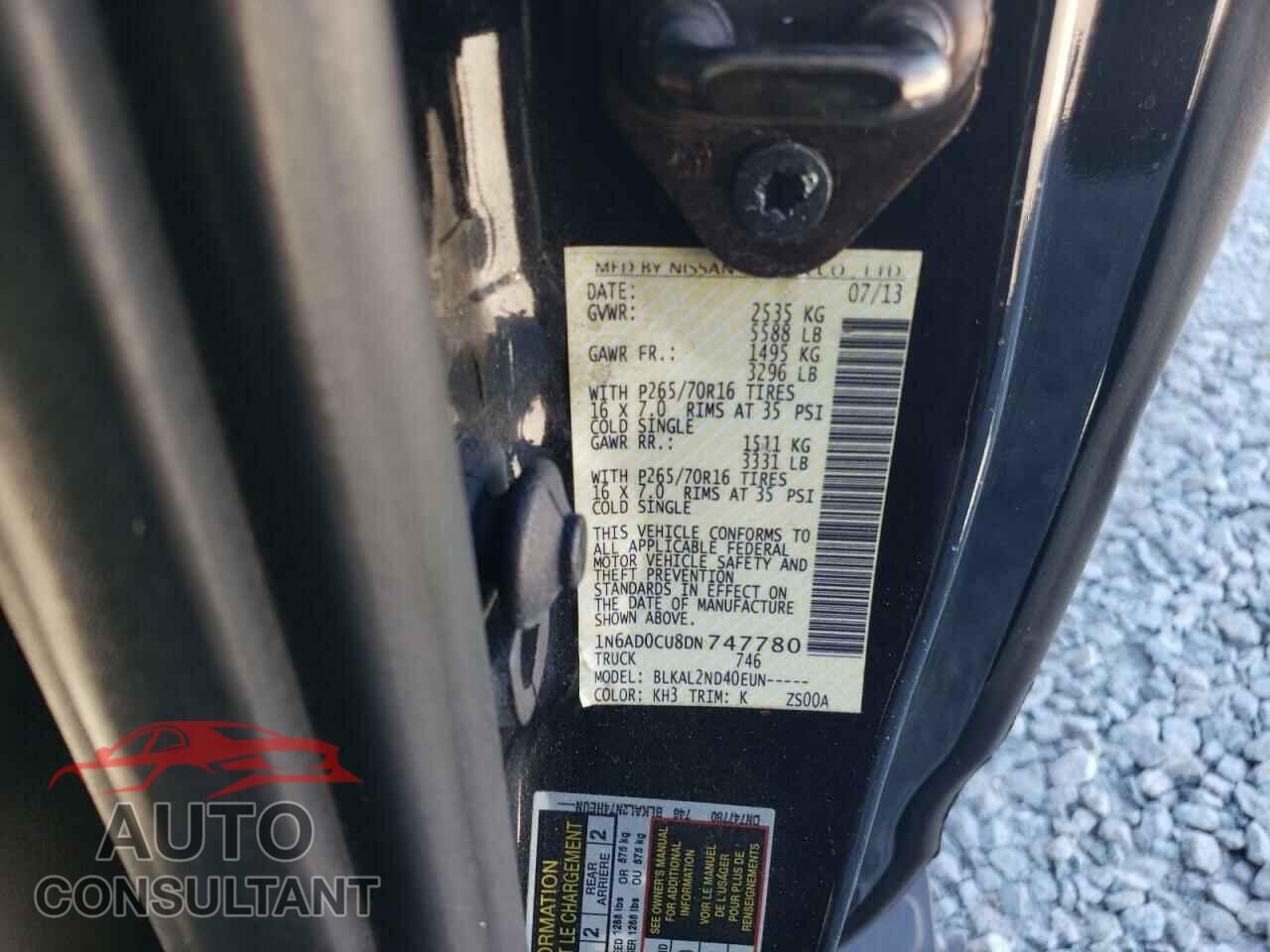 NISSAN FRONTIER 2013 - 1N6AD0CU8DN747780