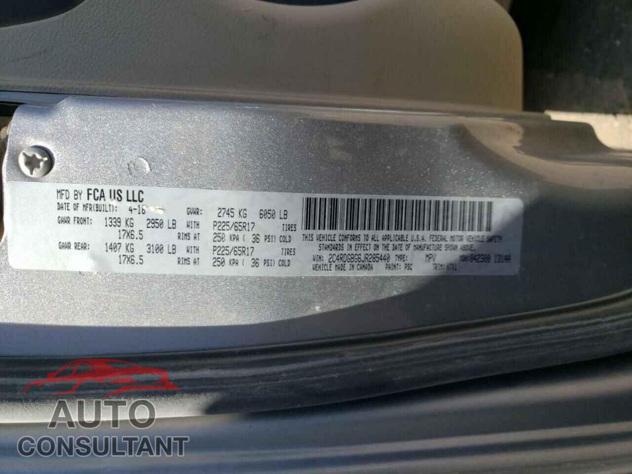 DODGE GRAND CARA 2018 - 2C4RDGBG6JR285440