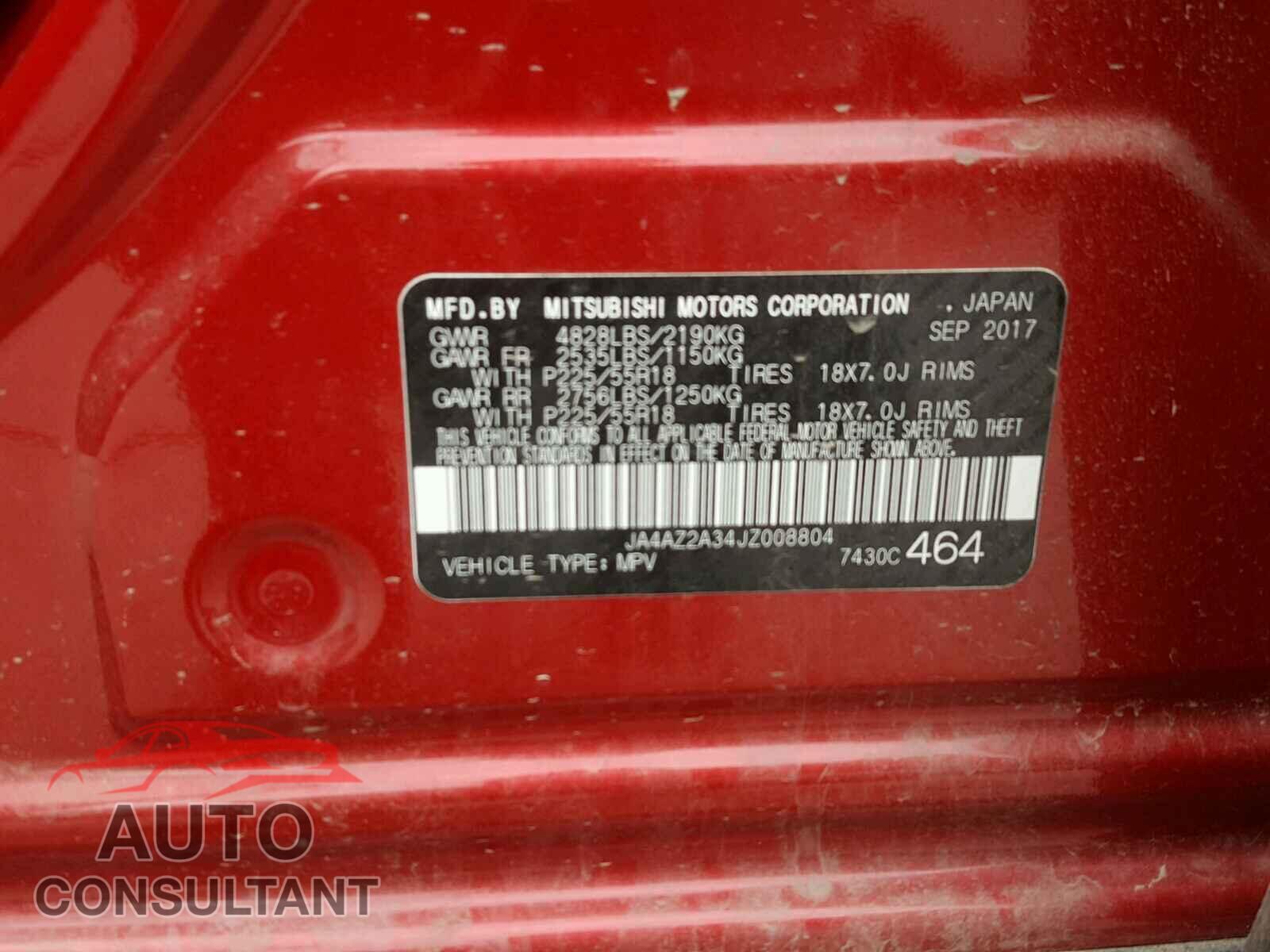 MITSUBISHI OUTLANDER 2018 - JA4AZ2A34JZ008804