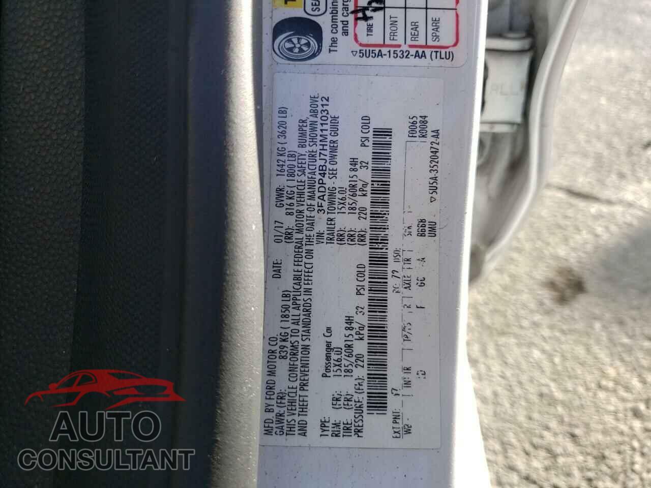 FORD FIESTA 2017 - 3FADP4BJ7HM110312