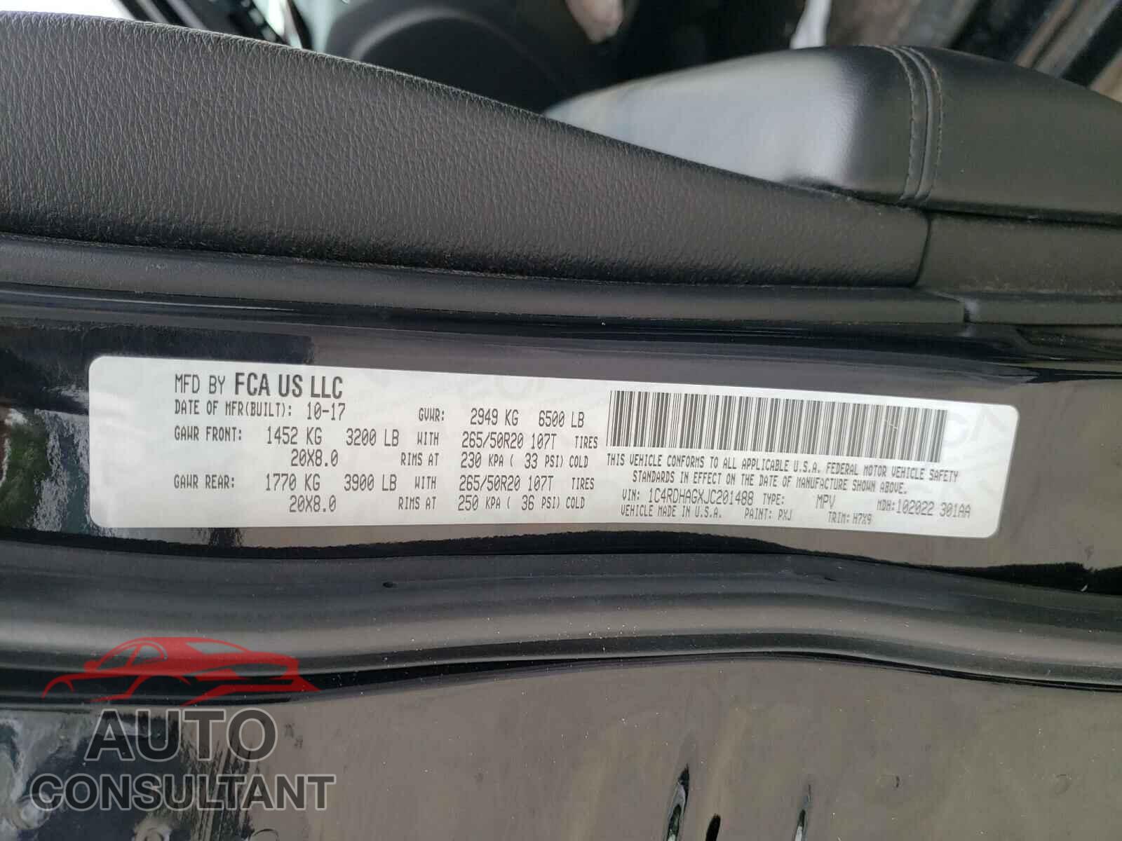 DODGE DURANGO 2018 - 1C4RDHAGXJC201488