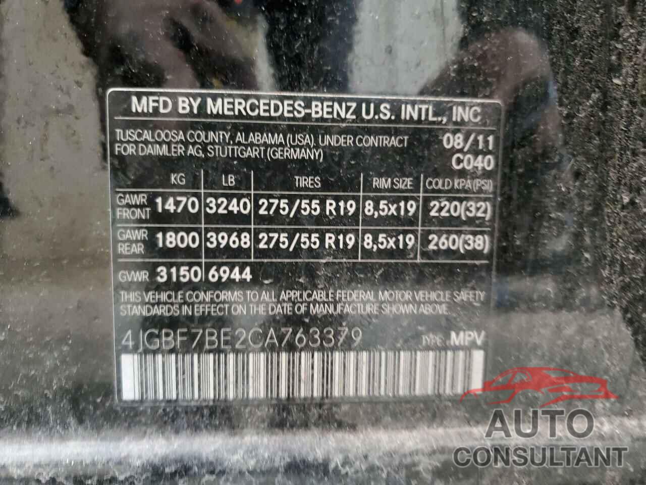 MERCEDES-BENZ GL-CLASS 2012 - 4JGBF7BE2CA763379