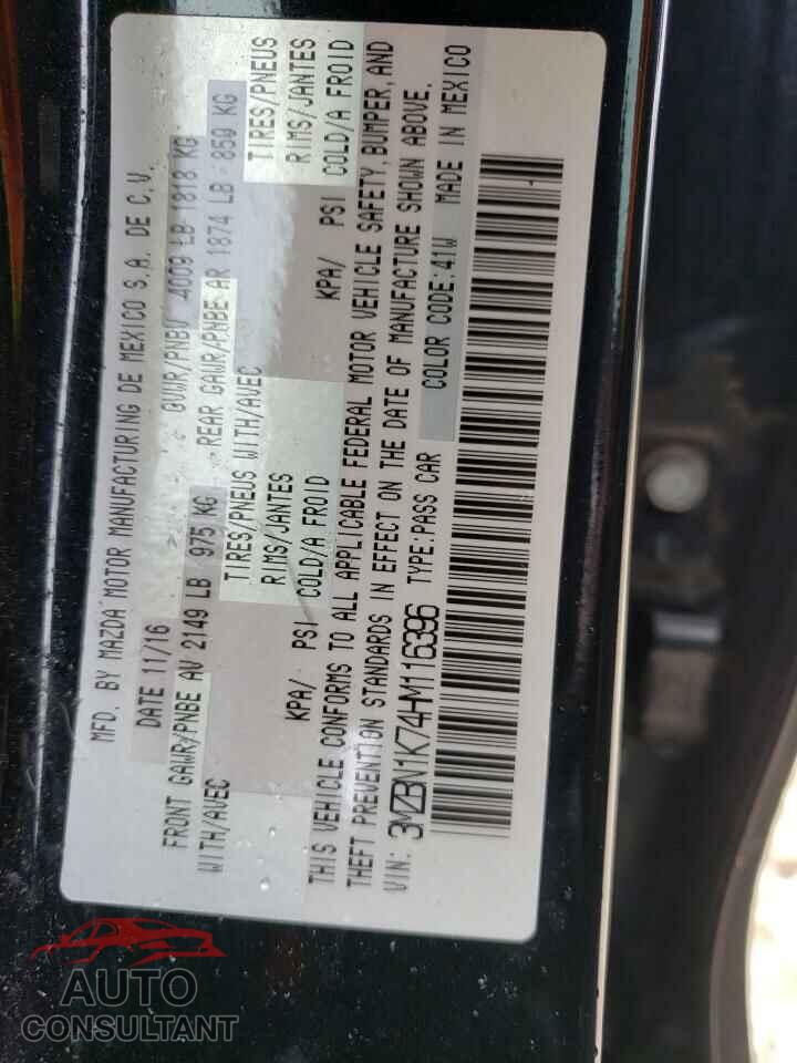 MAZDA 3 2017 - 3MZBN1K74HM116396