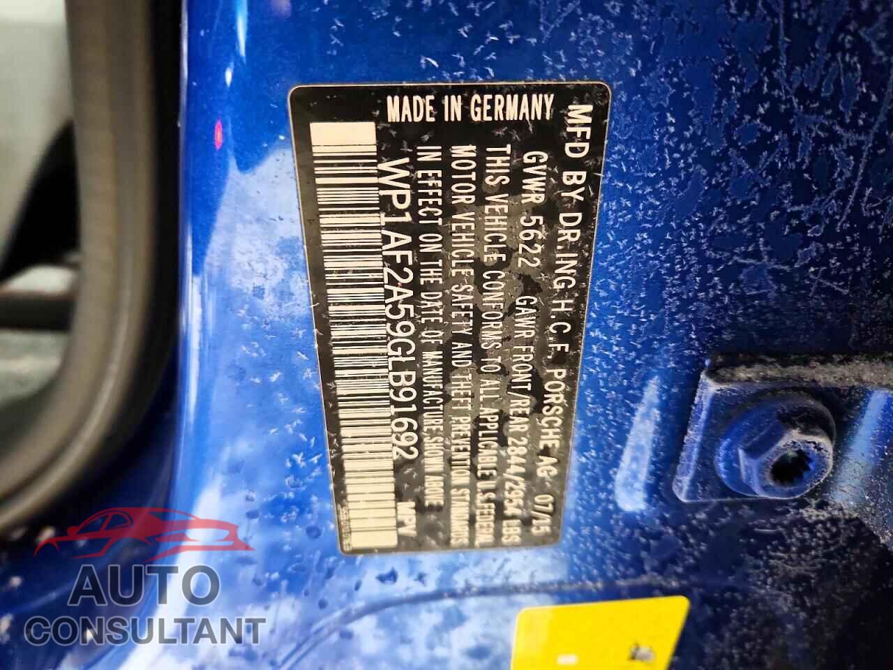 PORSCHE MACAN 2016 - WP1AF2A59GLB91692