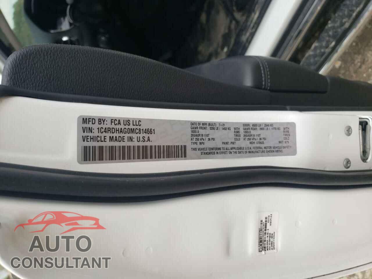 DODGE DURANGO 2021 - 1C4RDHAG0MC814661