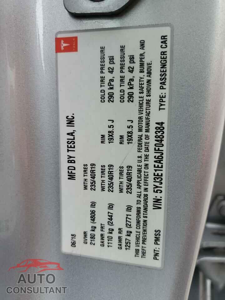 TESLA MODEL 3 2018 - 5YJ3E1EA6JF048384