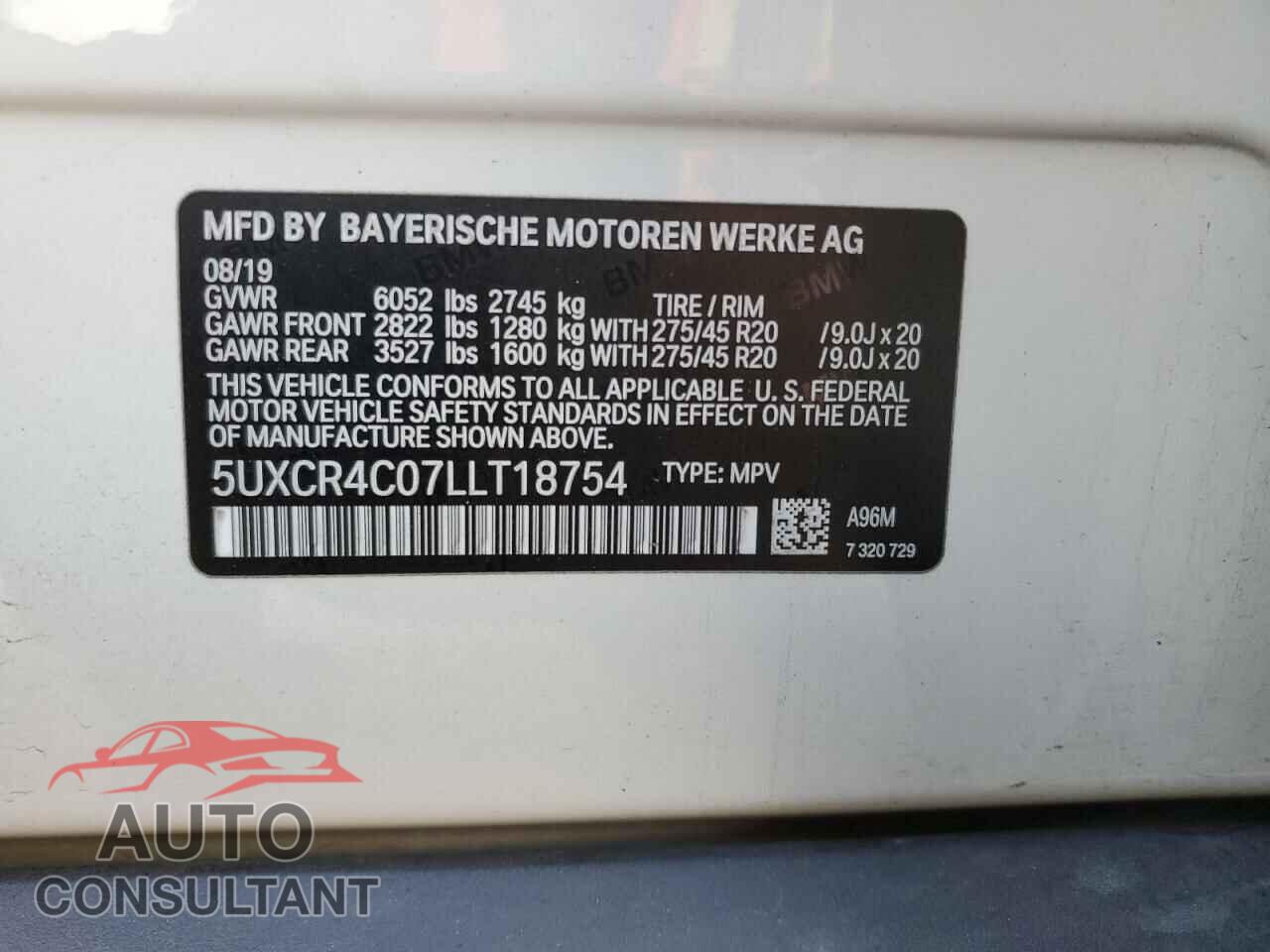 BMW X5 2020 - 5UXCR4C07LLT18754