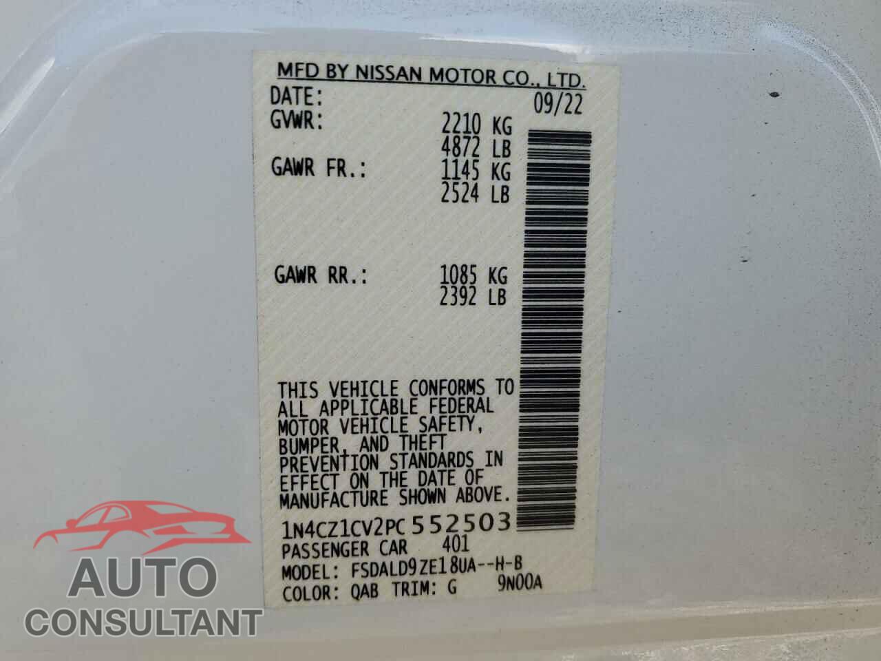 NISSAN LEAF 2023 - 1N4CZ1CV2PC552503