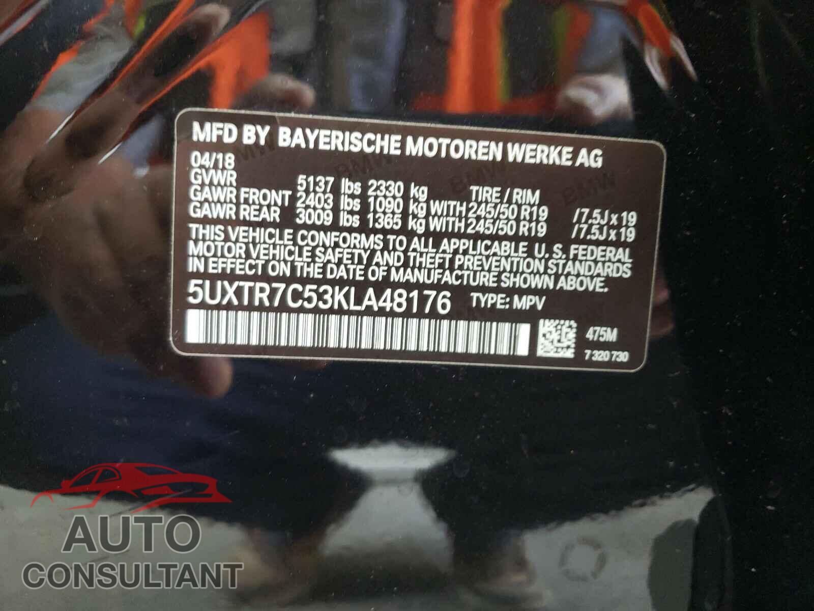 BMW X3 2019 - 5UXTR7C53KLA48176