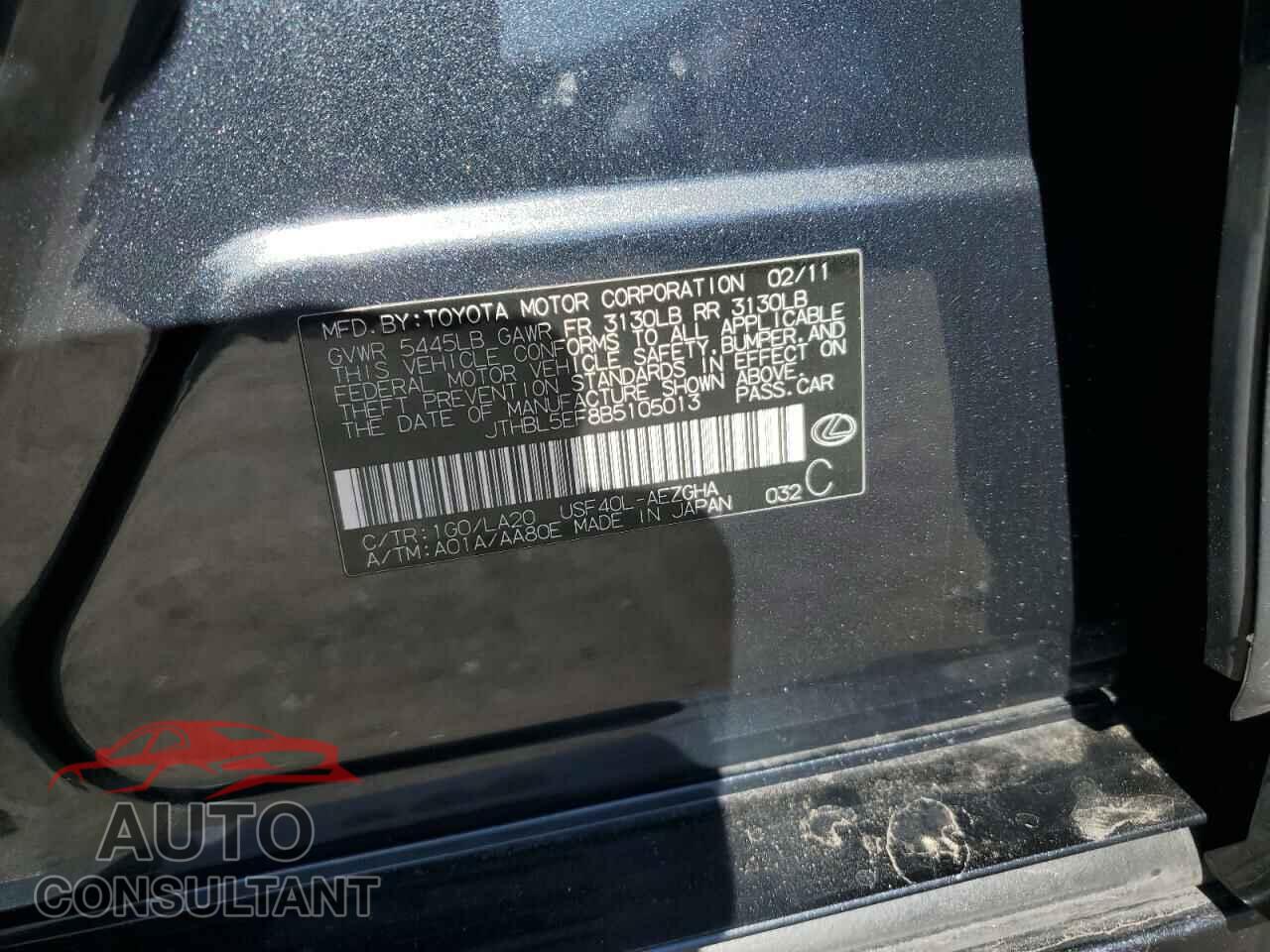 LEXUS LS460 2011 - JTHBL5EF8B5105013