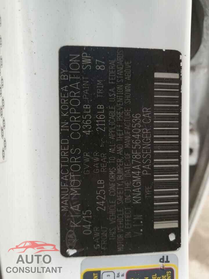 KIA OPTIMA 2015 - KNAGM4A78F5640536
