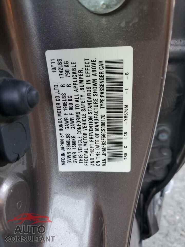 HONDA CIVIC 2012 - JHMFB2F56CS006170
