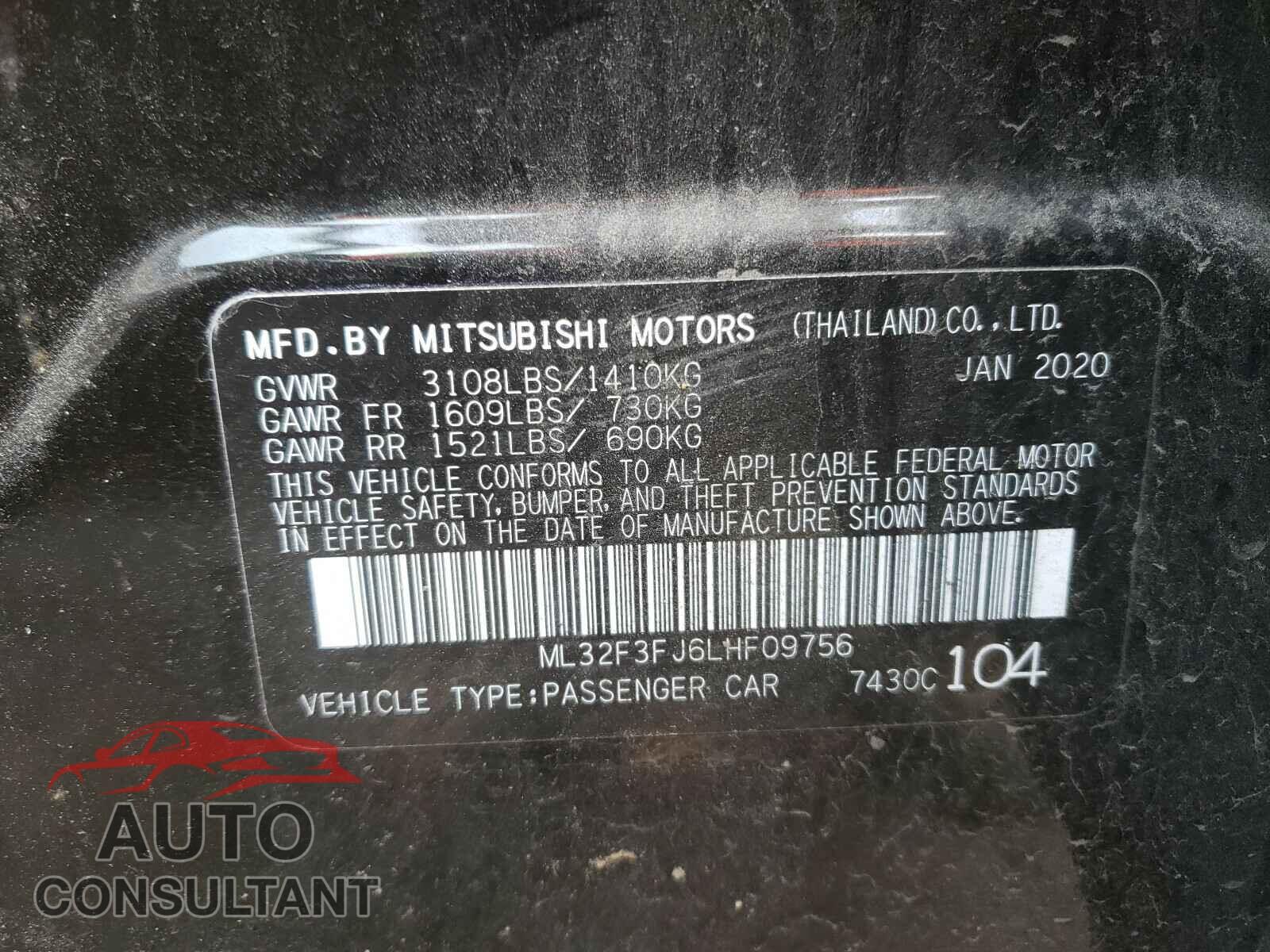 MITSUBISHI MIRAGE 2020 - ML32F3FJ6LHF09756