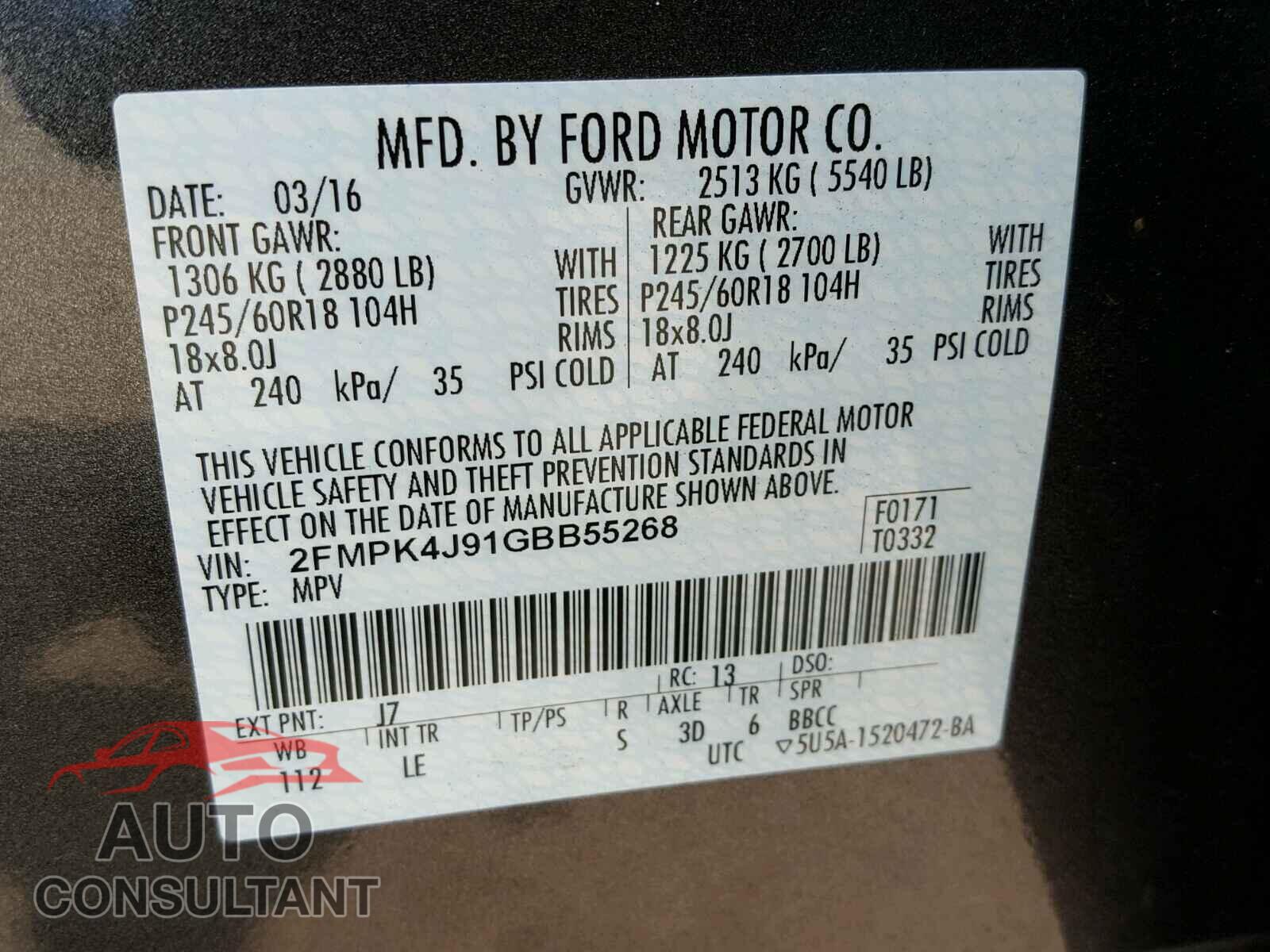 FORD EDGE SEL 2016 - 2FMPK4J91GBB55268