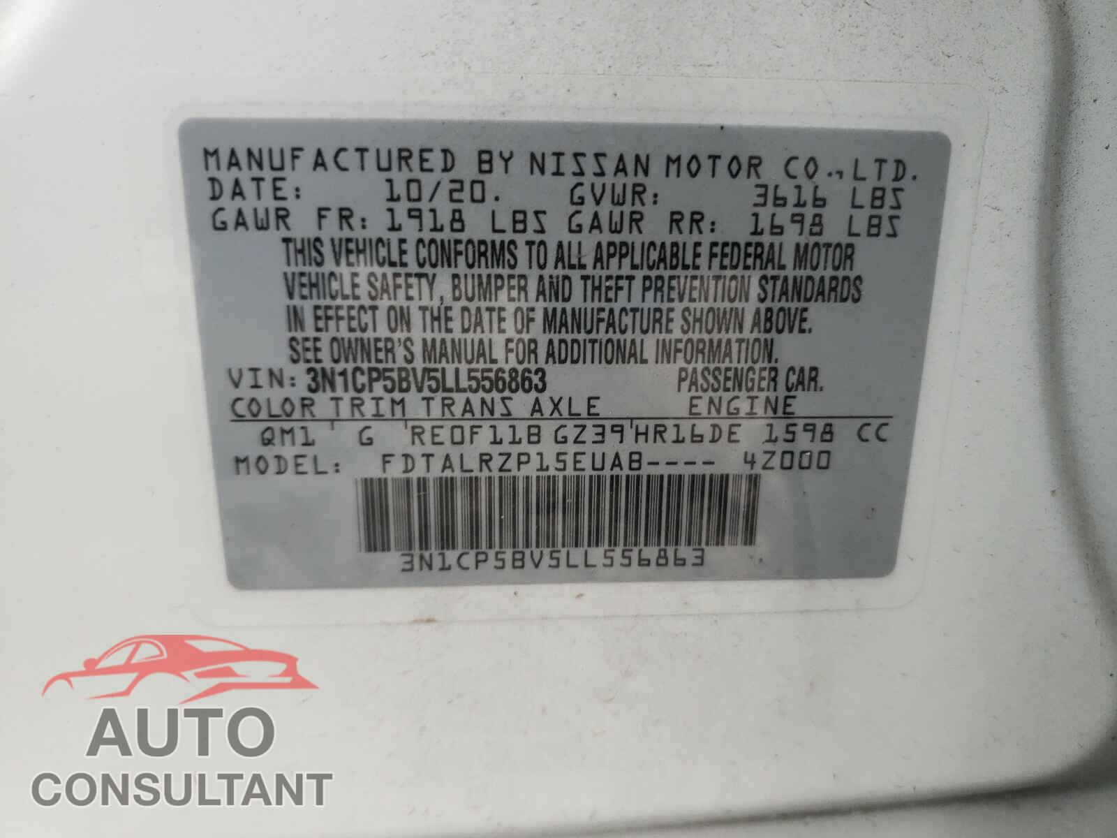 NISSAN KICKS 2020 - 3N1CP5BV5LL556863