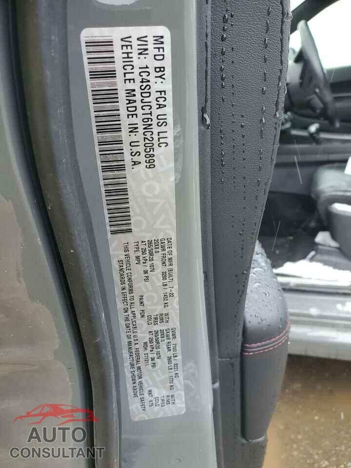 DODGE DURANGO 2022 - 1C4SDJCT6NC205899
