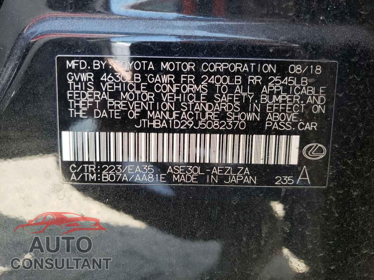 LEXUS IS 2018 - JTHBA1D29J5082370