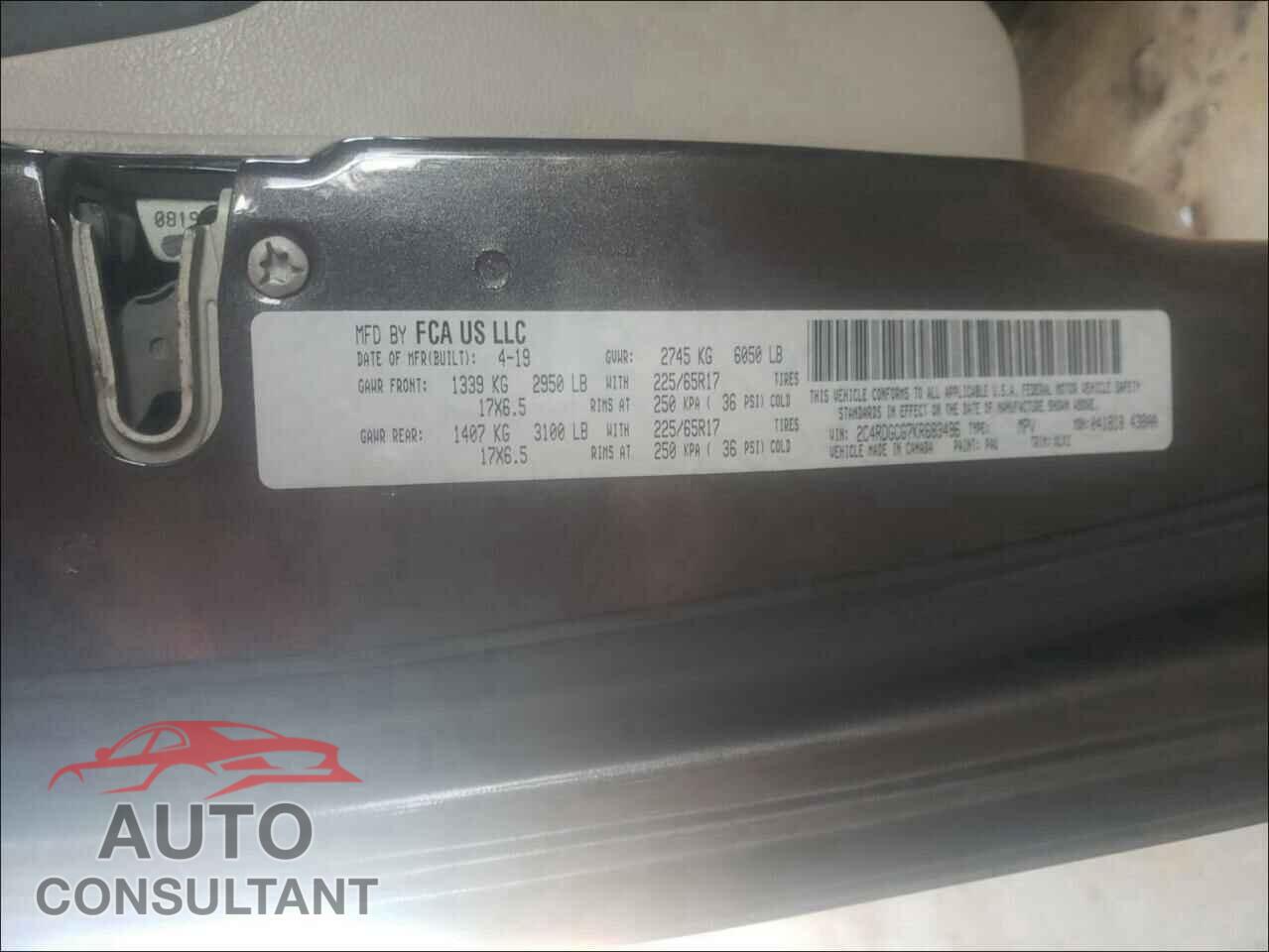 DODGE GRAND CARA 2019 - 2C4RDGCG7KR683496