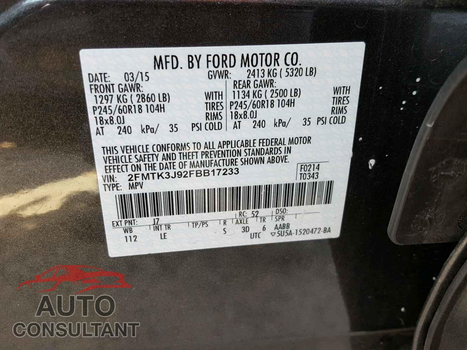FORD EDGE SEL 2015 - 2FMTK3J92FBB17233