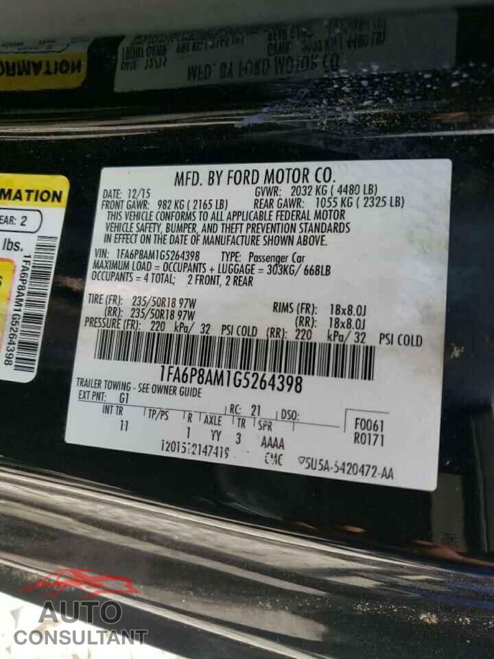 FORD MUSTANG 2016 - 1FA6P8AM1G5264398