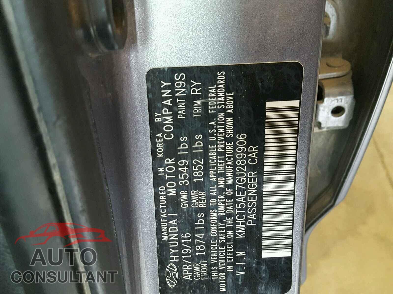 HYUNDAI ACCENT 2016 - KMHCT5AE7GU289906