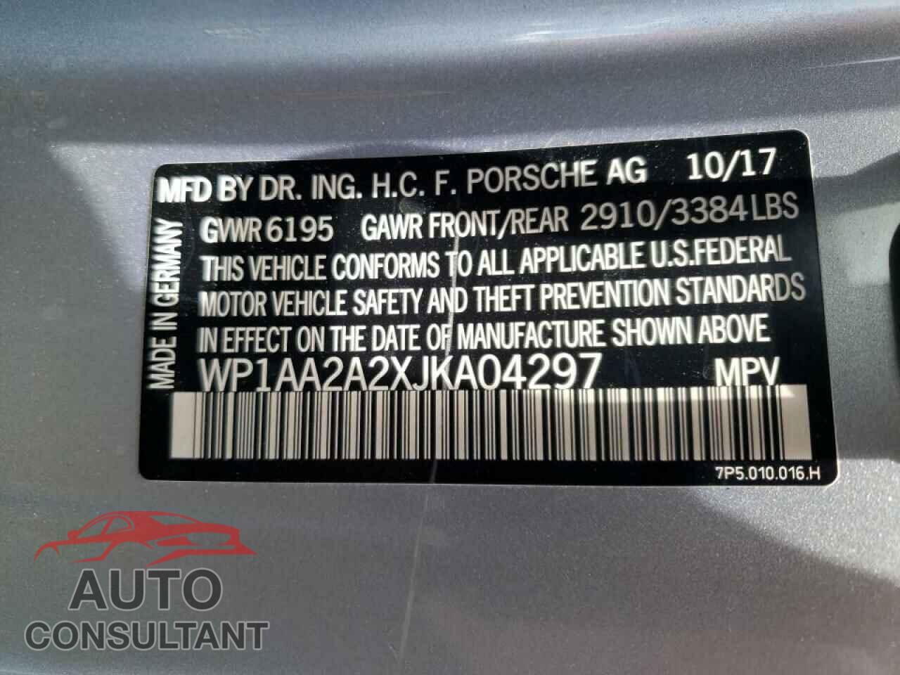 PORSCHE CAYENNE 2018 - WP1AA2A2XJKA04297