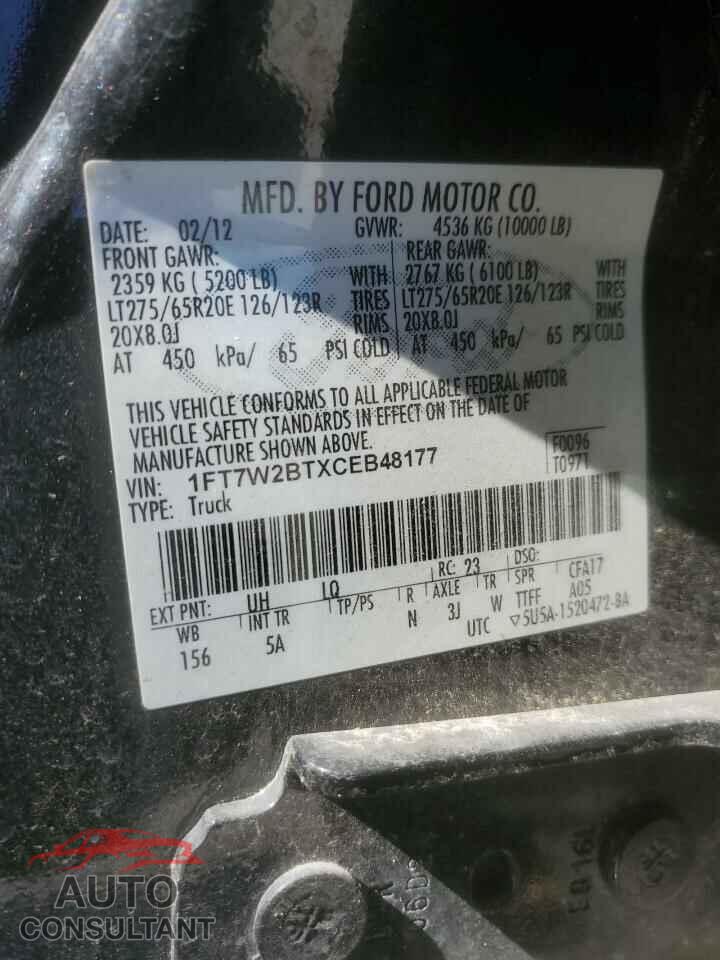 FORD F250 2012 - 1FT7W2BTXCEB48177