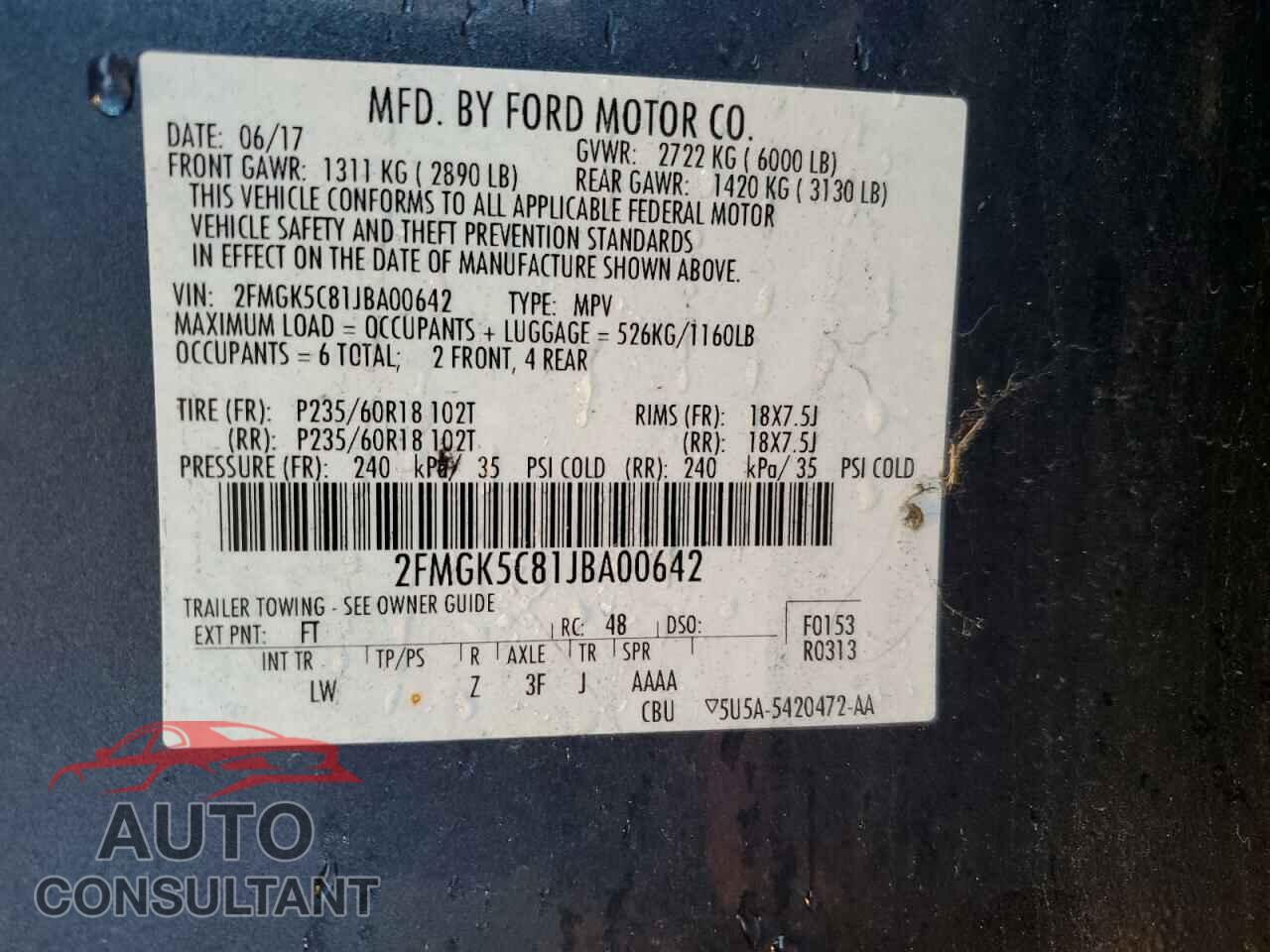 FORD FLEX 2018 - 2FMGK5C81JBA00642