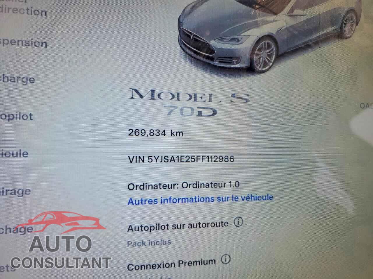 TESLA MODEL S 2015 - 5YJSA1E25FF112986
