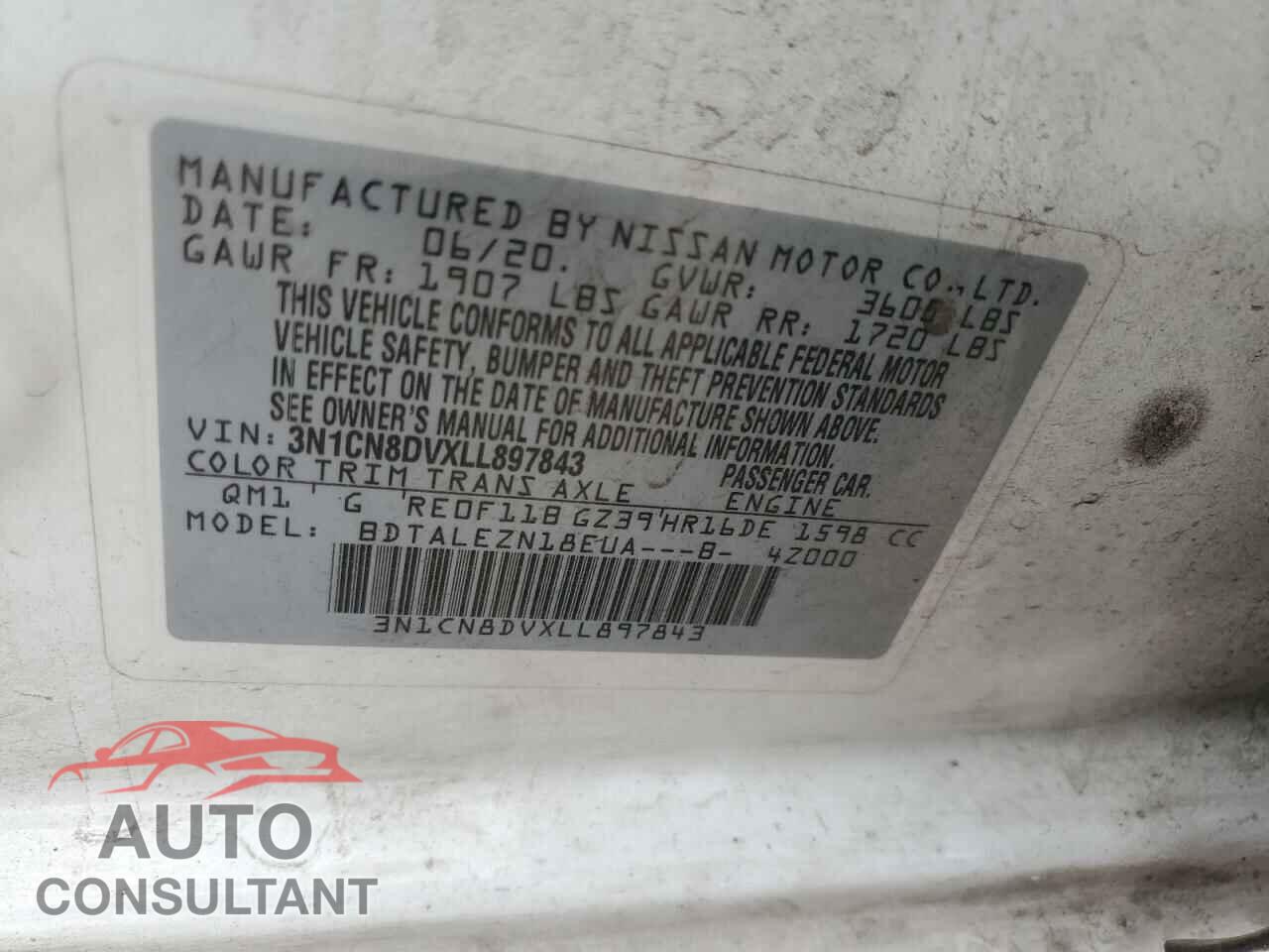 NISSAN VERSA 2020 - 3N1CN8DVXLL897843