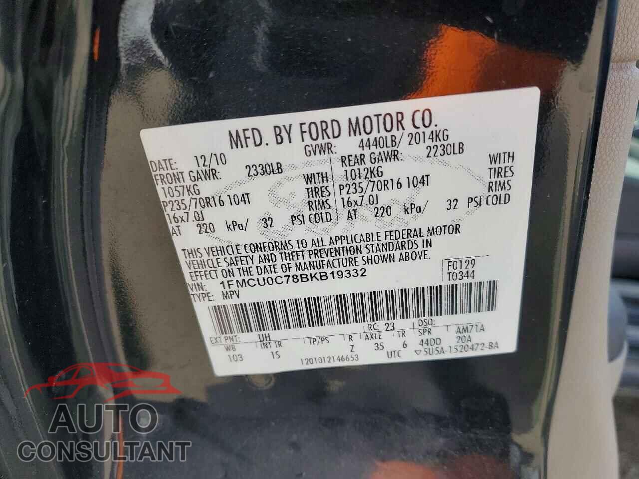 FORD ESCAPE 2011 - 1FMCU0C78BKB19332