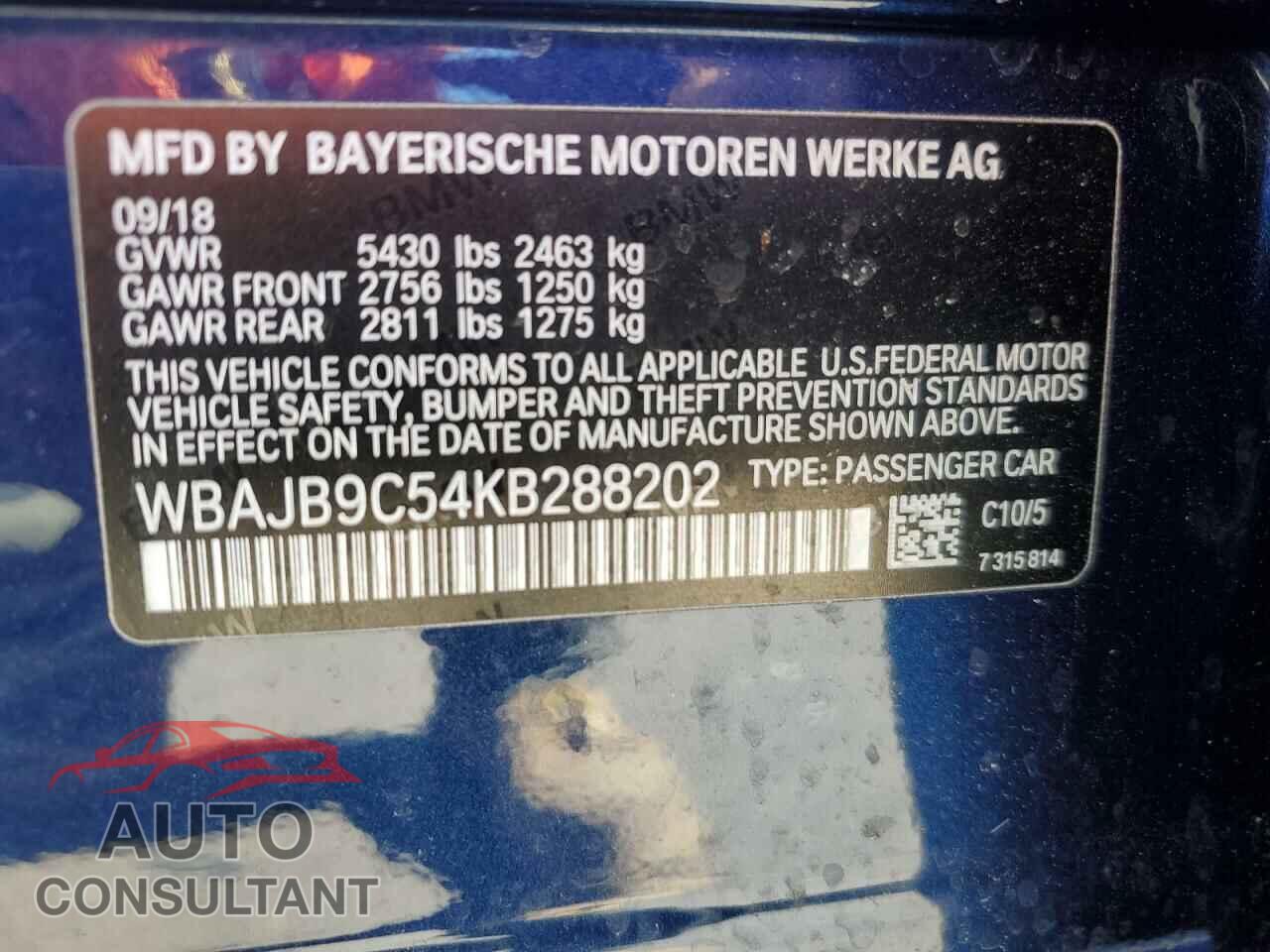 BMW M5 2019 - WBAJB9C54KB288202
