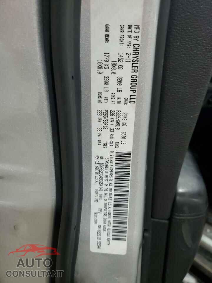 DODGE DURANGO 2011 - 1D4RE2GG4BC654141