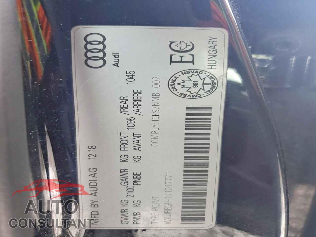 AUDI A3 2019 - WAUBEGFF1K1017771