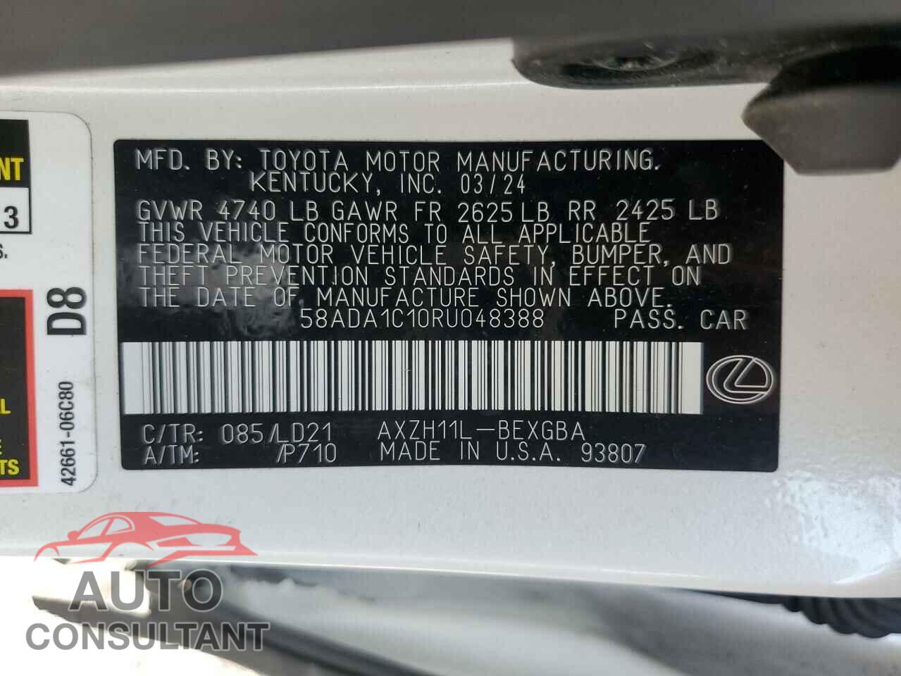 LEXUS ES300 2024 - 58ADA1C10RU048388