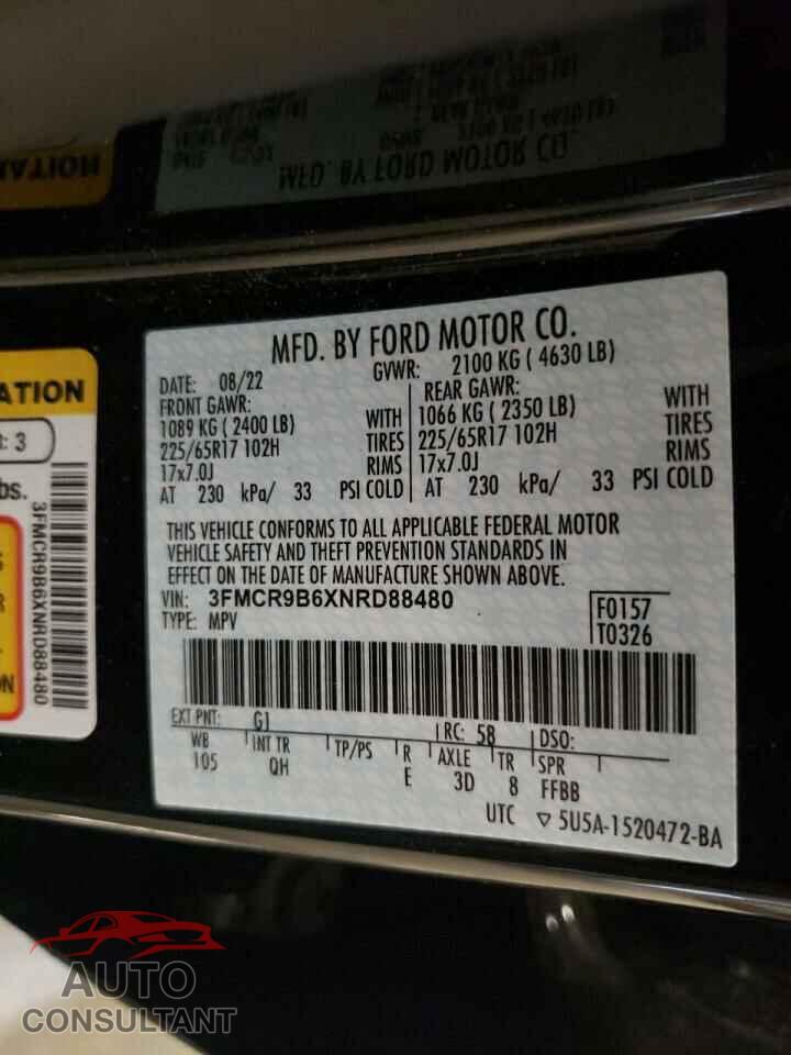 FORD BRONCO 2022 - 3FMCR9B6XNRD88480