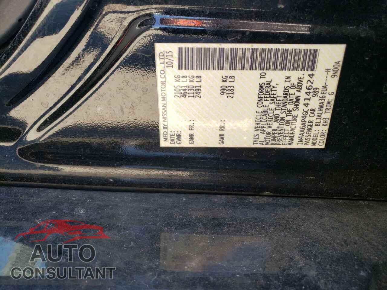 NISSAN MAXIMA 2016 - 1N4AA6AP4GC414624
