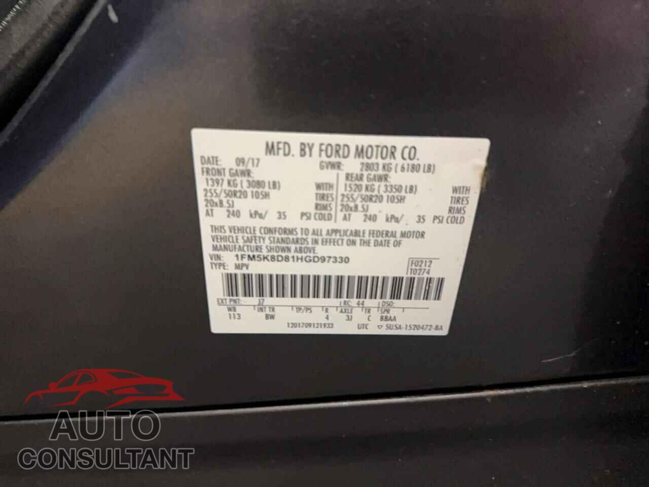 FORD EXPLORER 2017 - 1FM5K8D81HGD97330