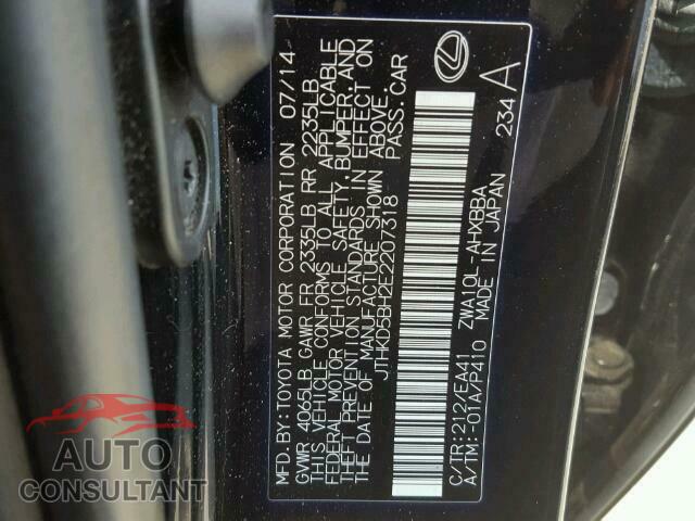 LEXUS CT 200 2014 - JTHKD5BH2E2207318