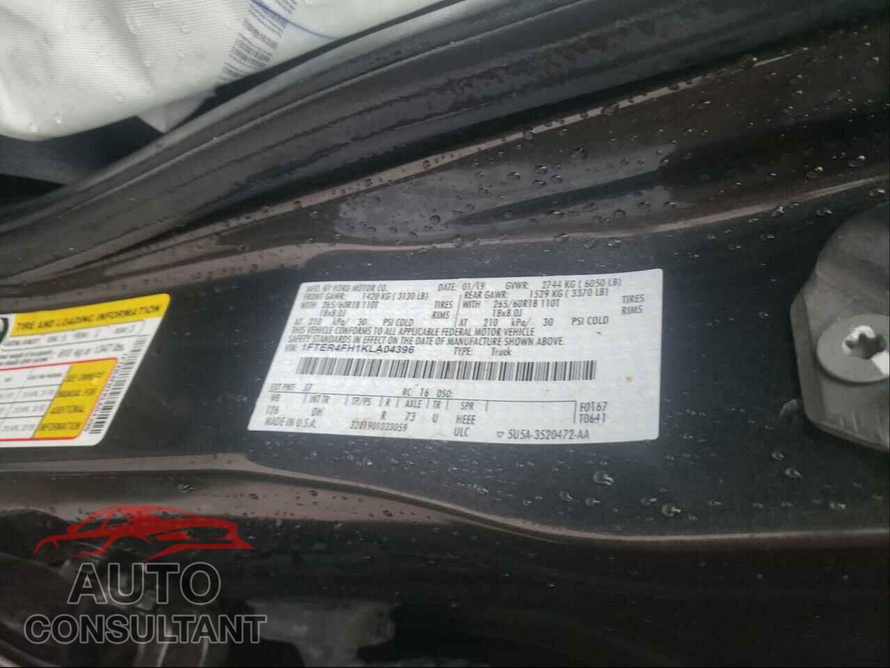 FORD RANGER 2019 - 1FTER4FH1KLA04396