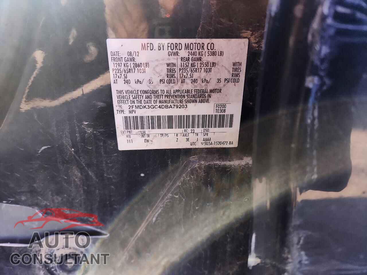 FORD EDGE 2013 - 2FMDK3GC4DBA79203