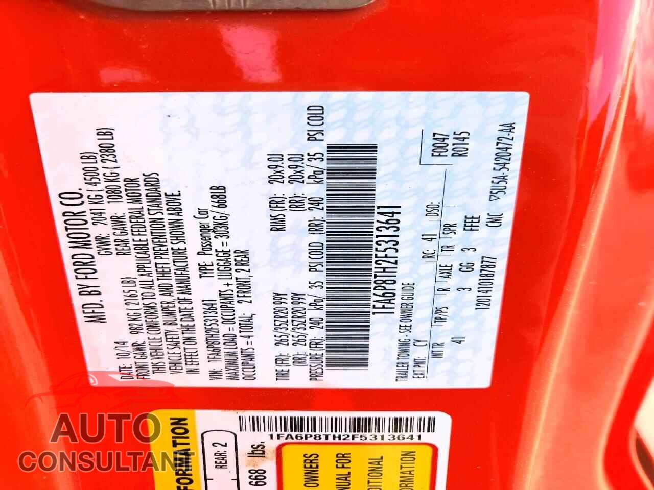 FORD MUSTANG 2015 - 1FA6P8TH2F5313641