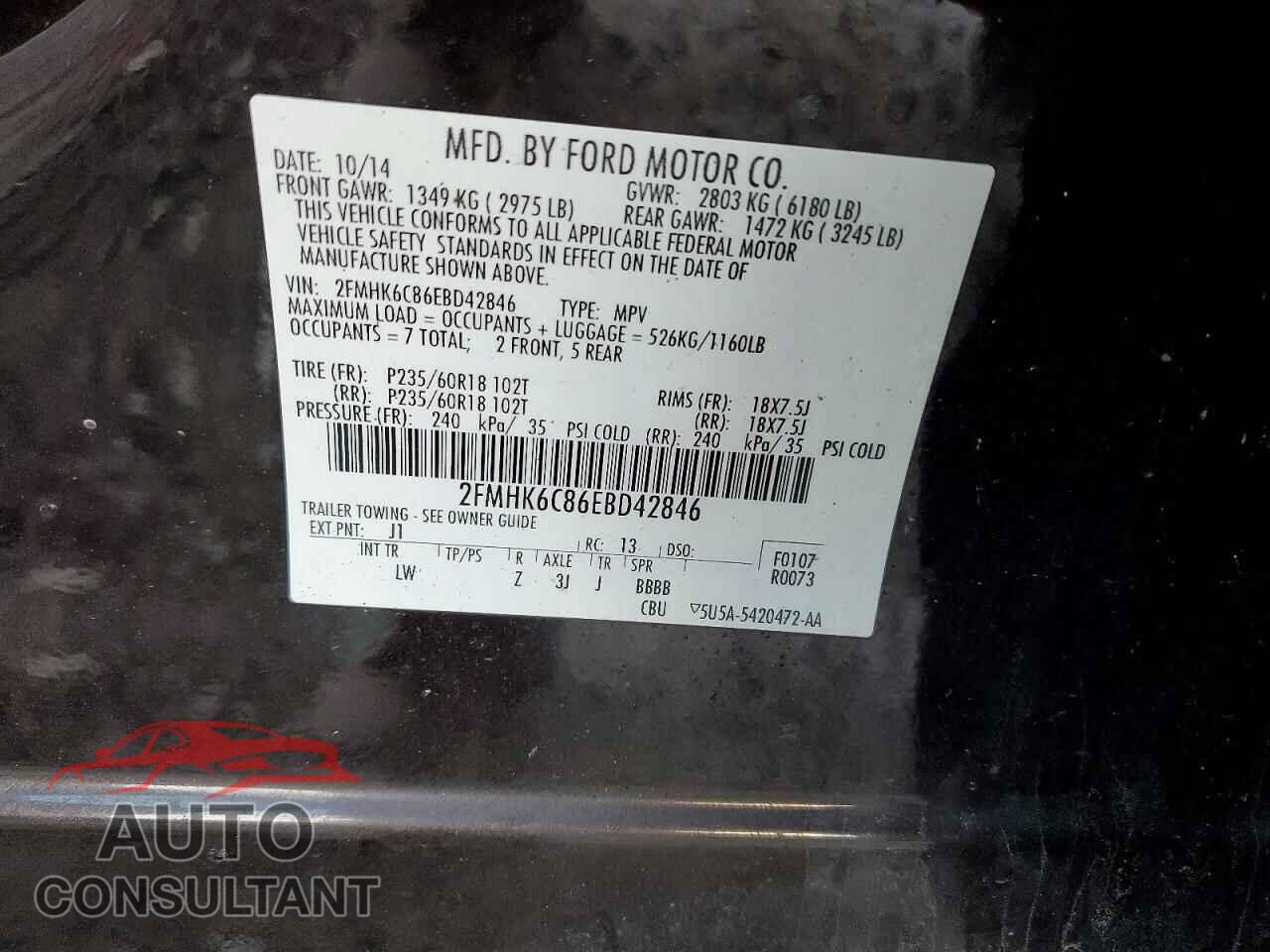 FORD FLEX 2014 - 2FMHK6C86EBD42846