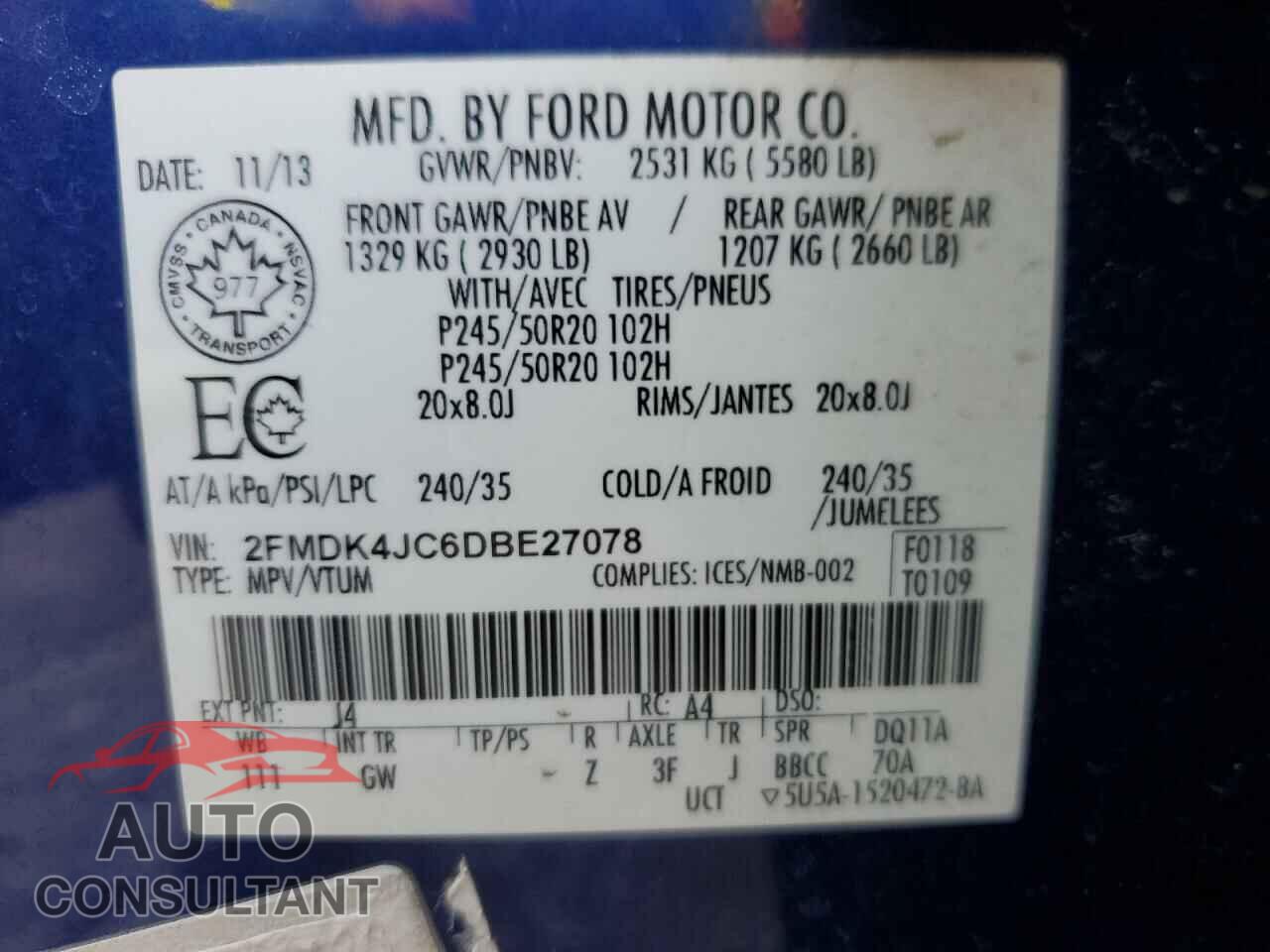 FORD EDGE 2013 - 2FMDK4JC6DBE27078