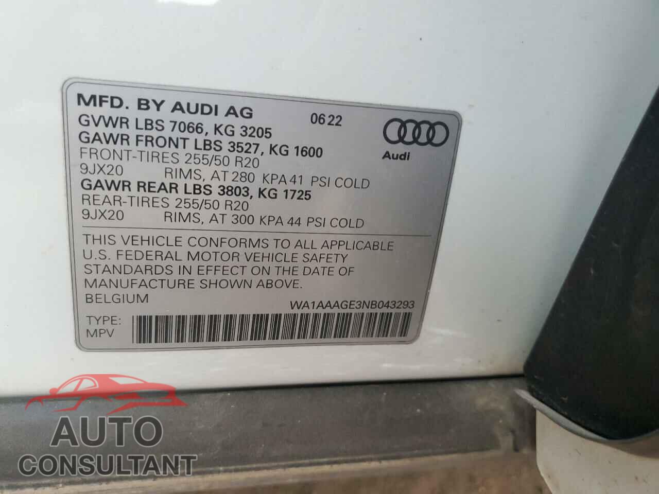 AUDI E-TRON 2022 - WA1AAAGE3NB043293