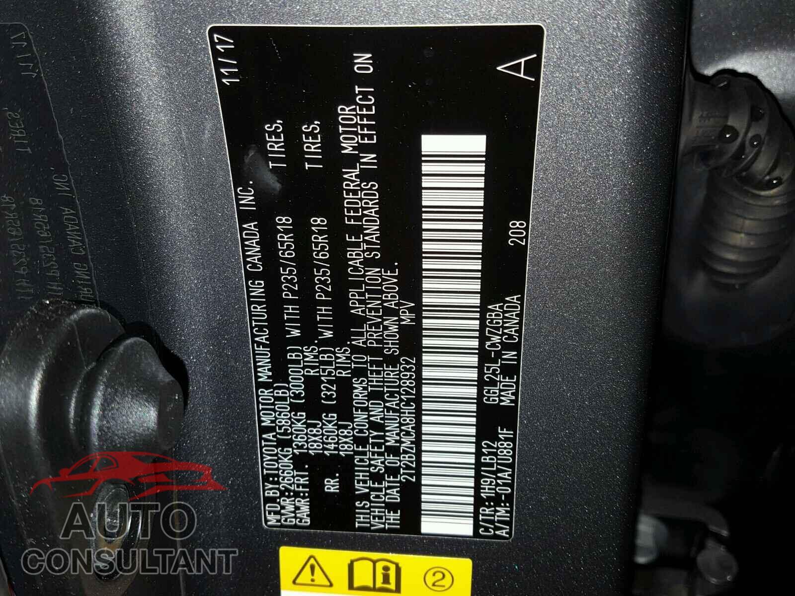LEXUS RX 350 2017 - 2T2BZMCA8HC128932