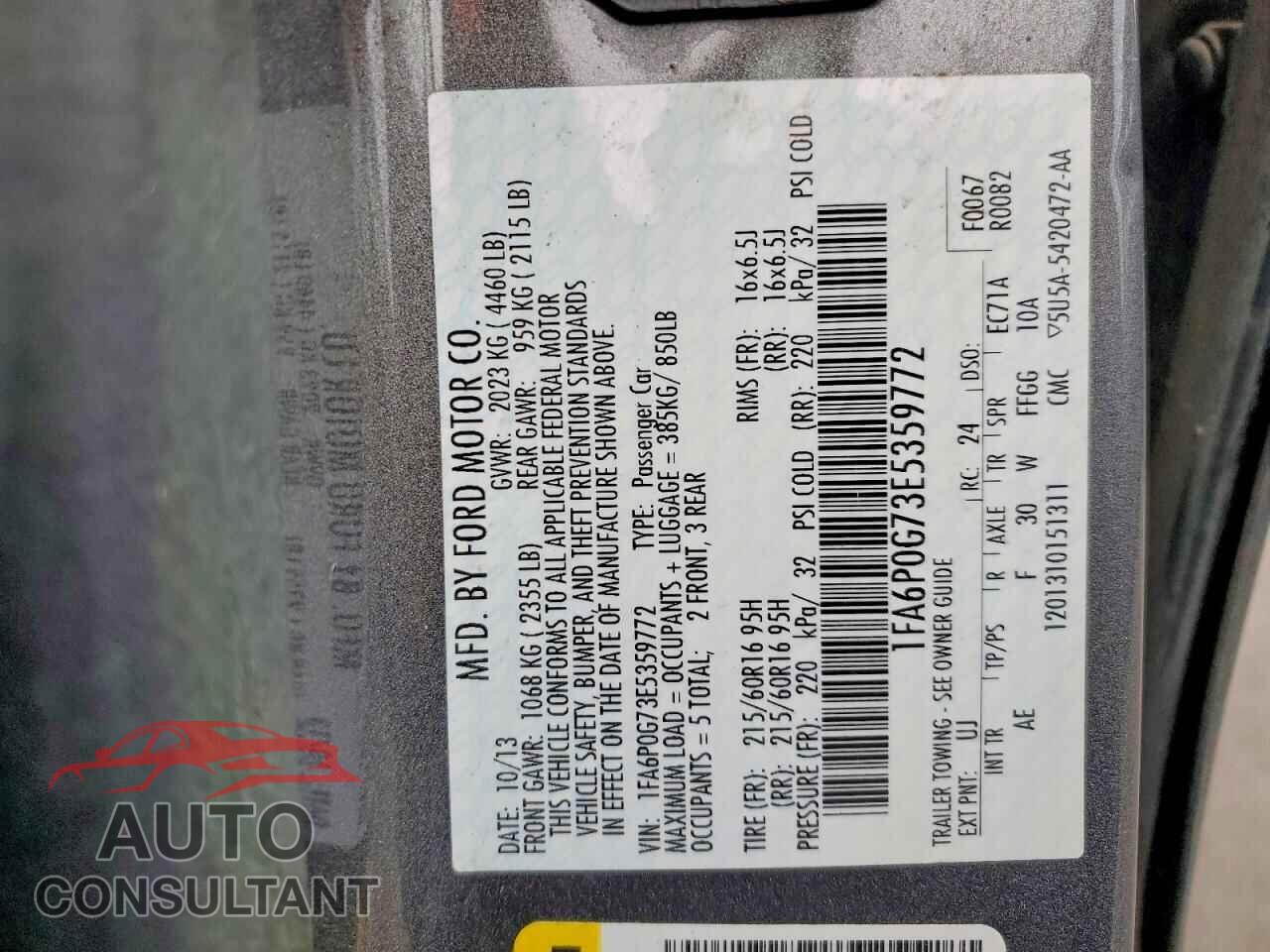 FORD FUSION 2014 - 1FA6P0G73E5359772