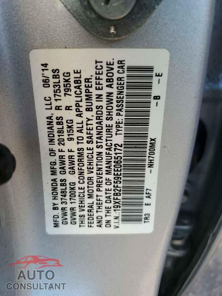 HONDA CIVIC 2014 - 19XFB2F59EE065172